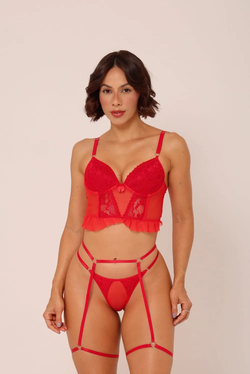 Lingerie Corselet com bojo e cinta liga, foto 5