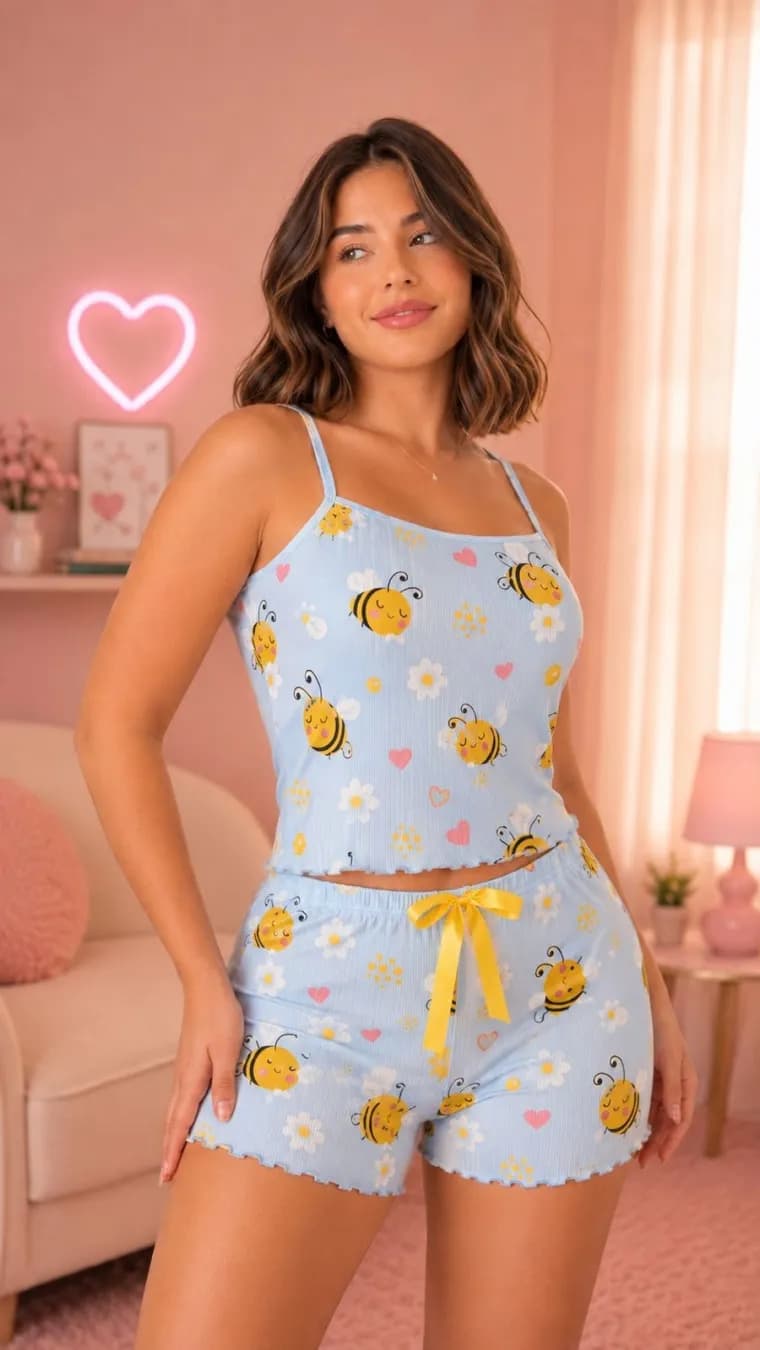 Baby Doll Suede Canelado Estampado Celina, foto 8
