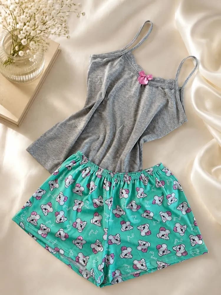 Baby Doll Poliester Luna Short Ursinho